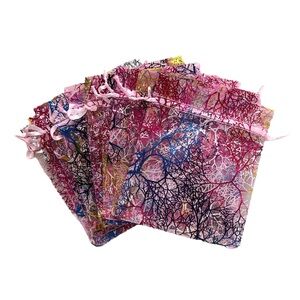 Pink Metallic Organza Bags, 4x4 - 10 Pack